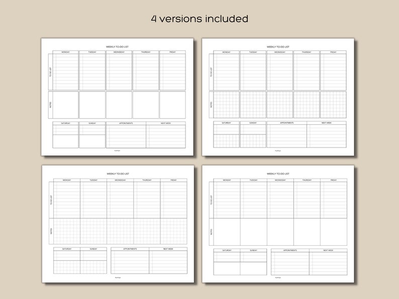 Weekly To-do List Printable, One Page Task Planner, Weekly Task Tracker ...