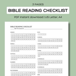 Bible Reading Checklist Printable, Bible Reading Tracker, Bible Reading ...