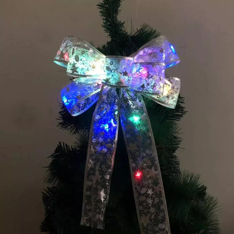 Christmas Colorful LED Light Tree Topper 139 Inches Bow Etsy