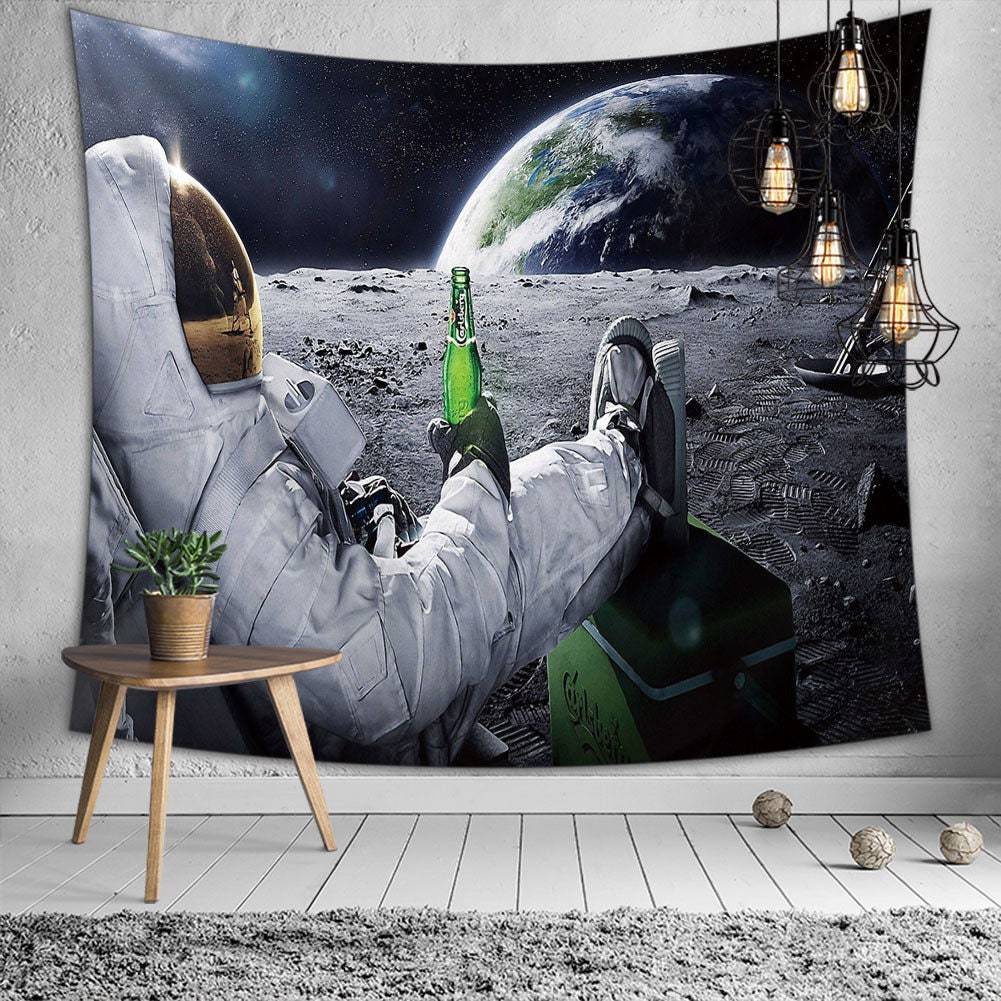 Yeacun Astronaut Tapestry Wall Tapestry Bohemian Hippie Tapestry Fantasy Space Tapestry Wall Hanging Enchanting Earth and Universe Wall Art Dormitory Bedroom Decoration 60L x 50W 
