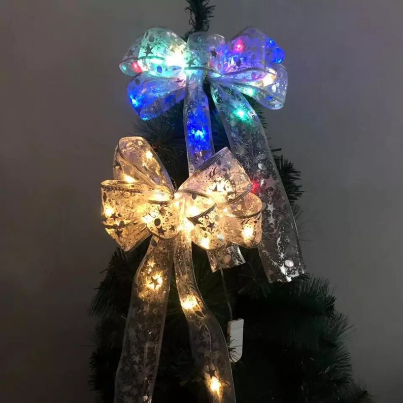 Christmas Colorful LED Light Tree Topper 139 Inches Bow Etsy