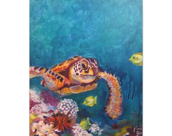 Schildkröte im Meer, Wandkunst, Strand-Themen-Wohndeko, Wandkunst, Ozean-Themen-Wandkunst, Wohnkultur modern, Original zum Drucken