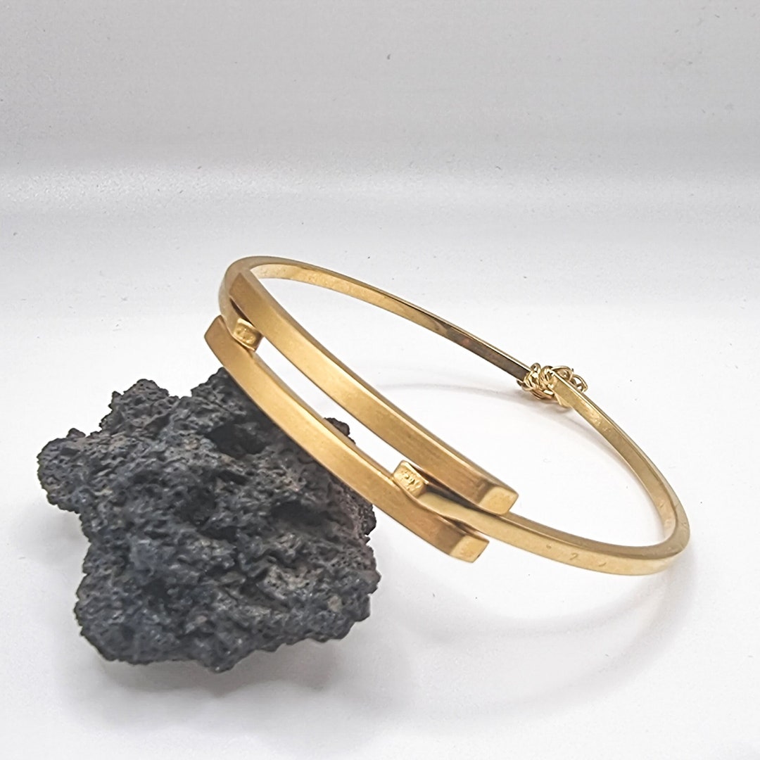 14K Solid Gold Cuff Bracelet for Women Yellow Gold Bangle Etsy