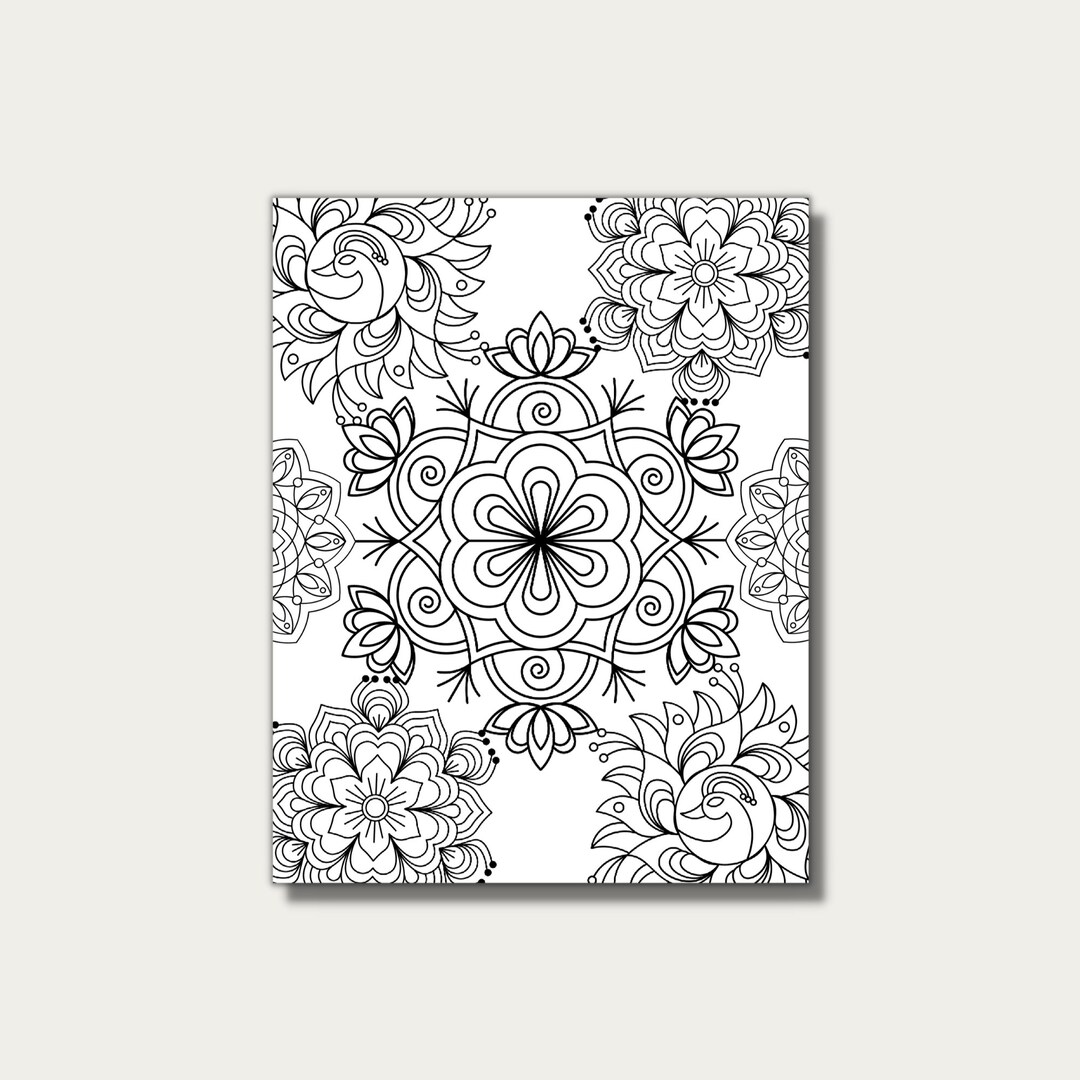 Coloring Page Flower Mandala Printable Download - Etsy