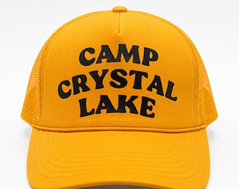 Camp Crystal Lake Trucker Hat – Horror Movie Inspired Cap | Retro 80s Style | Friday the 13th Fan Merch
