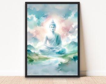 Buddha Wall Art Printable, Yoga Artwork, Meditation Art Print, Buddha Wall Art Portrait, Buddhist Poster, Yoga Wall Art, Indian Wall Art