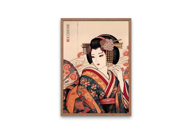 Woodblock Art, Japanese Wall Art, Geisha Wall Art, Japanese Women