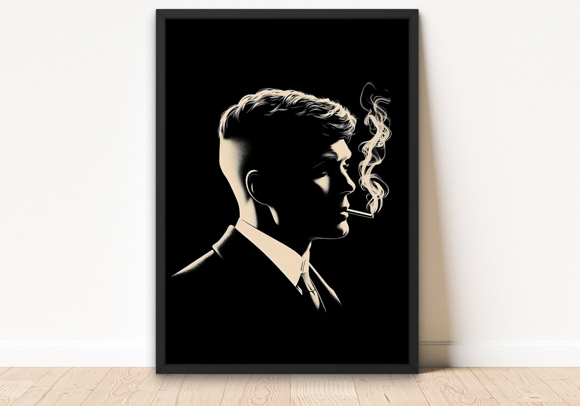 Peaky Blinders Framed Canvas Wall Art – Black & Blue TV Show Print 8 thumbnail image