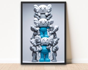 Affiche KAWS, affiche encadrée Hypebeast Kaws, impression d'affiche Kaws, oeuvre d'art murale tour Kaws, impression numérique Kaws bleu, impressions de figurines