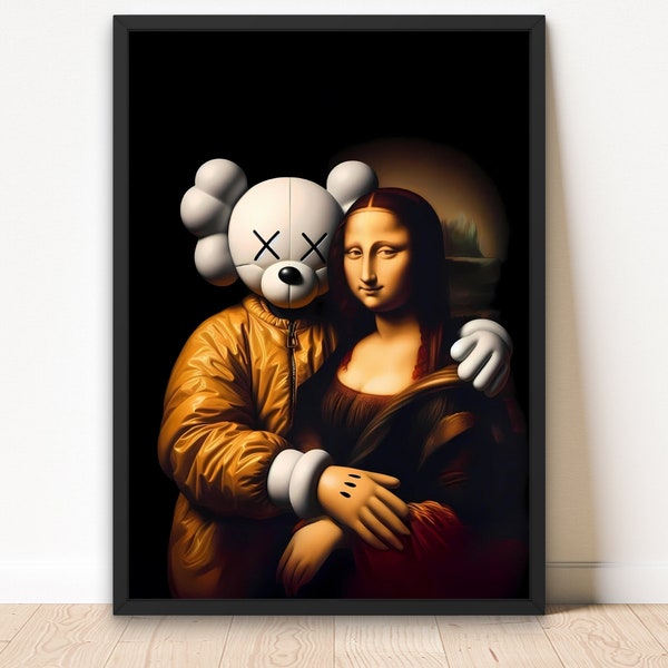 KAWS Mona Lisa Poster, Printable Hypebeast Kaws Figure Poster, Kaws Poster Print, Kaws Wall Art, Designer Digital Download, Figure Prints