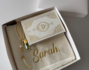 Personalisierter Gebetsteppich, islamisches Geschenkset, Gebetsteppich, personalisierter Gebetsteppich, muslimisches Hochzeitsgeschenk, islamisches Geschenk