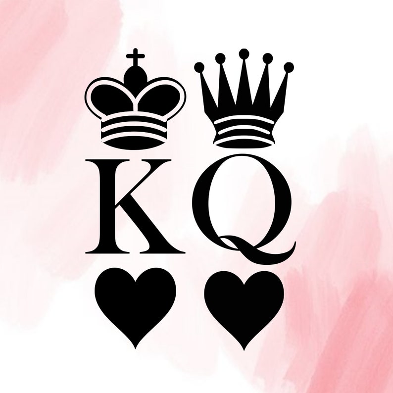 King and Queen Svg, King of Spades Svg, Queen of Hearts Svg, Playing