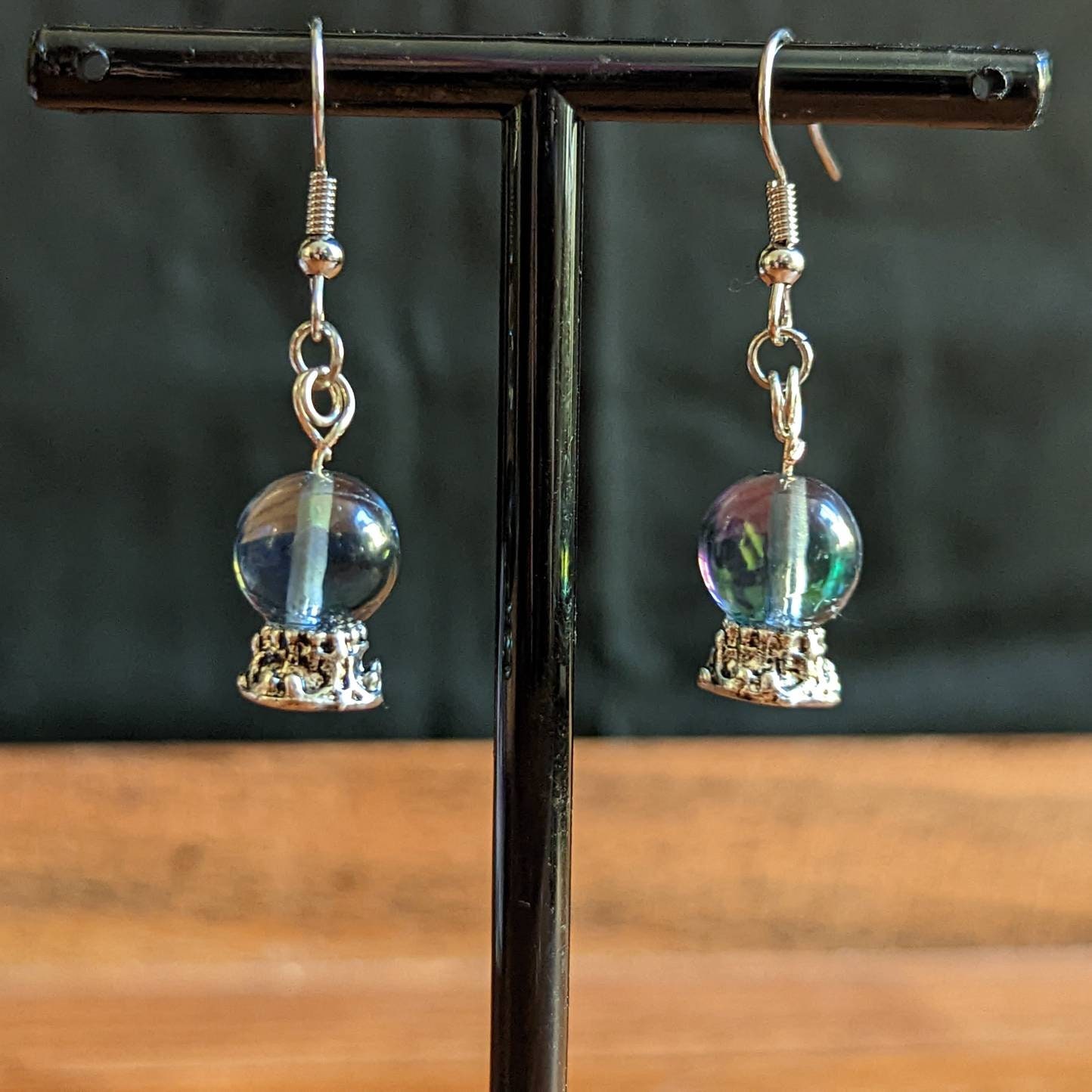 Magenta Blue Crackle Glass Colorful Ball Drop Earrings With Stainless Steel  Hooks, Mystical, Magical Earrings - Etsy