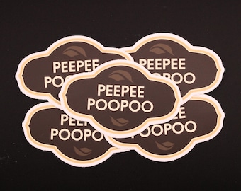 PEEPEE POOPOO Brand Parody Set of (5) FIVE Stickers