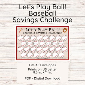 Baseball Savings Challenge - PDF Printable - Fits A5 Cash Envelope