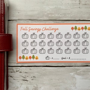 Fall Savings Challenge - Pumpkin Theme - Mini Savings Challenge - A6 Cash Envelope Insert - Printable Savings Tracker