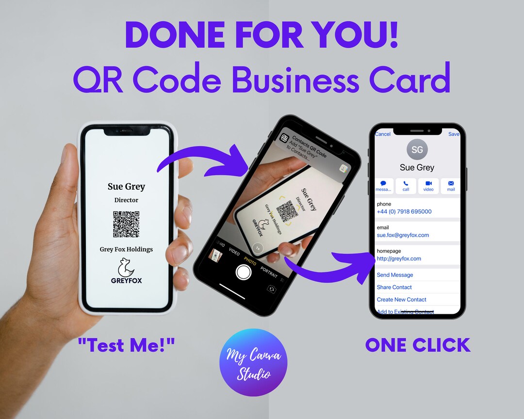 Digital Business Card With QR Code, Scan and Click Your Details