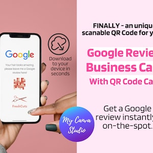 Instant Google Review, Google Review-visitekaartje met QR-code, digitaal Google Review-visitekaartje, Google Review QR-code Canva-sjabloon
