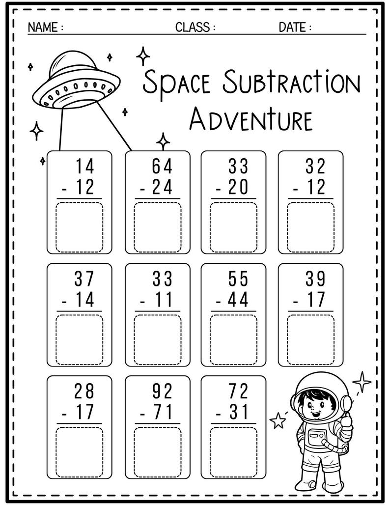 Space-themed Math Worksheets | Addition - Subtraction Practice | With ...