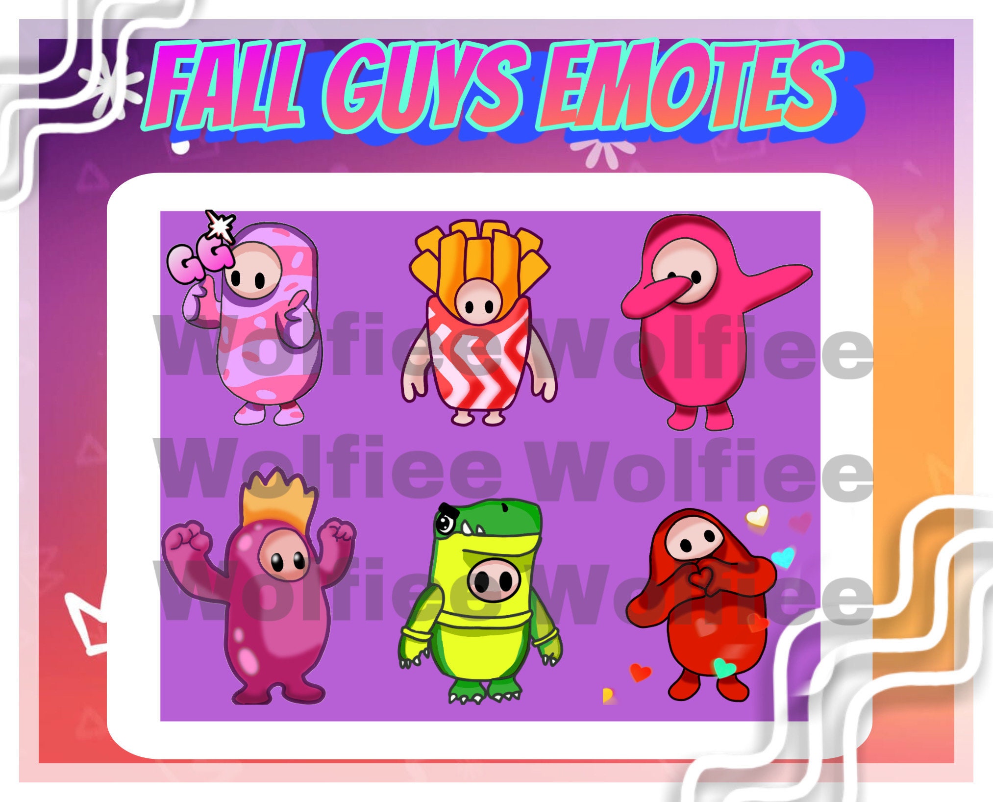 Fall Guy Twitch Emotes Set of 6 Twitch Emotes Fall Guys Etsy Canada