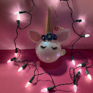 Unicorn Christmas Ornament, Girl Plastic Ornament, Christmas Decor, Fantasy Magic Decor, Fashion Chic Christmas, Cute Gift for Teen