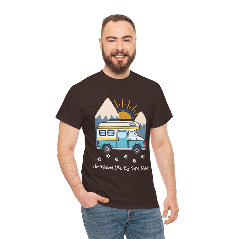 RV Travel Cat Lover Gift, Nomad Life By Cats Rules Shirt, RV Camping With Cats tshirt, Adventure Cat Forest Graphic Tee Funny Nomad Life Top image 9