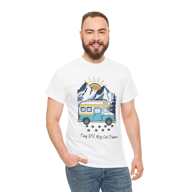 RV Camping With Cats TShirt, Adventure Cat Forest Graphic Tee, Nomad Life Clothing, RV Travel Gift image 1