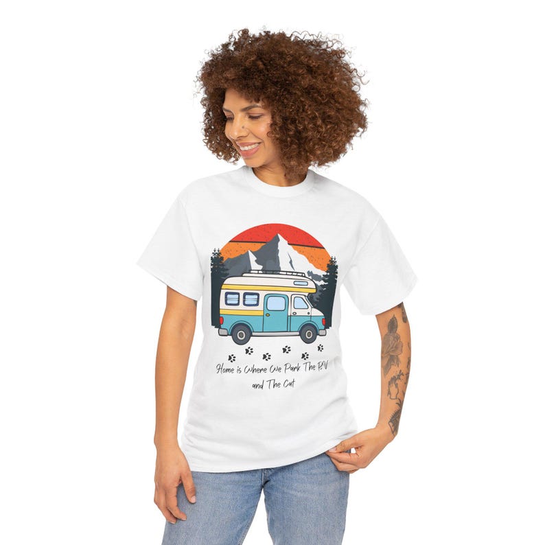 Mama Cat shirt RV Camping With Cats T-Shirt Adventure Cat Forest Graphic Tee Nomad Life Clothing RV Travel Gift, Outdoor Cat Mama Shirt image 12