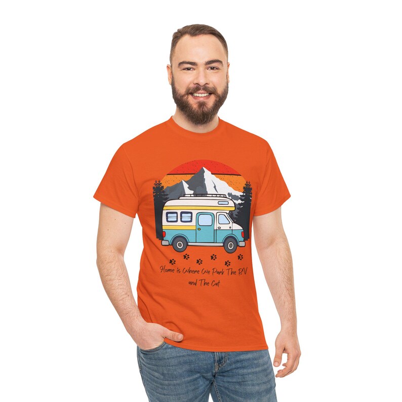 Mama Cat shirt RV Camping With Cats T-Shirt Adventure Cat Forest Graphic Tee Nomad Life Clothing RV Travel Gift, Outdoor Cat Mama Shirt image 5