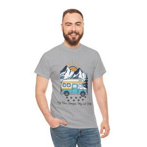 My Views Change But Cats Stay Shirt, RV Camping With Cats T-Shirt, Adventure Cat Forest Graphic Tee, Nomad Life Clothing, RV Travel Gift image 4