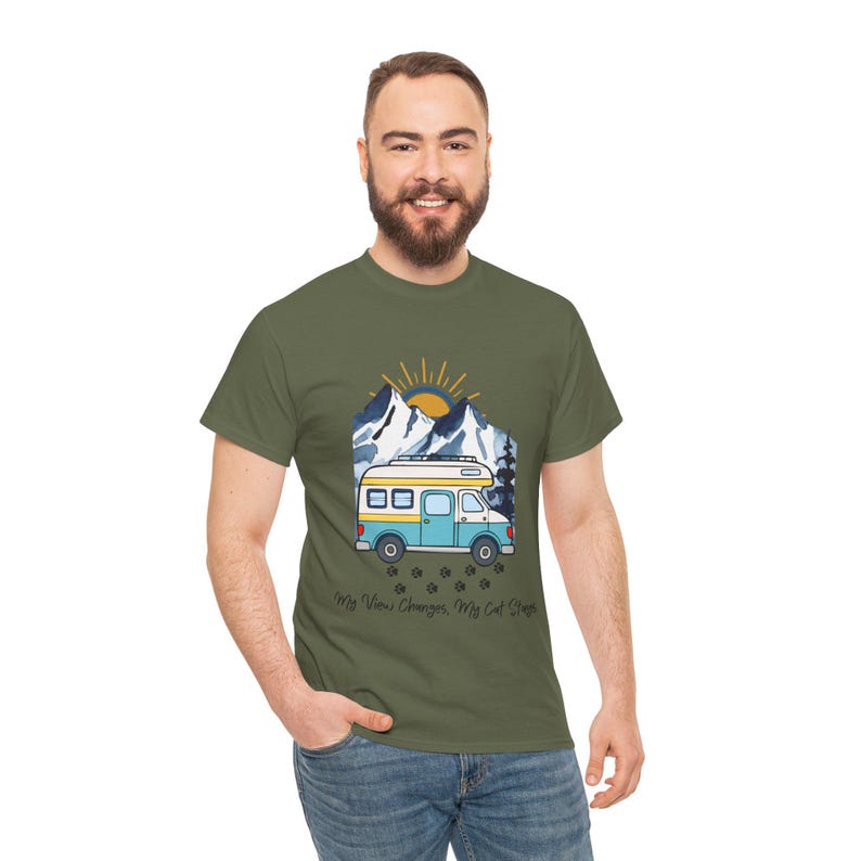 My Views Change But Cats Stay Shirt, RV Camping With Cats T-Shirt, Adventure Cat Forest Graphic Tee, Nomad Life Clothing, RV Travel Gift image 7