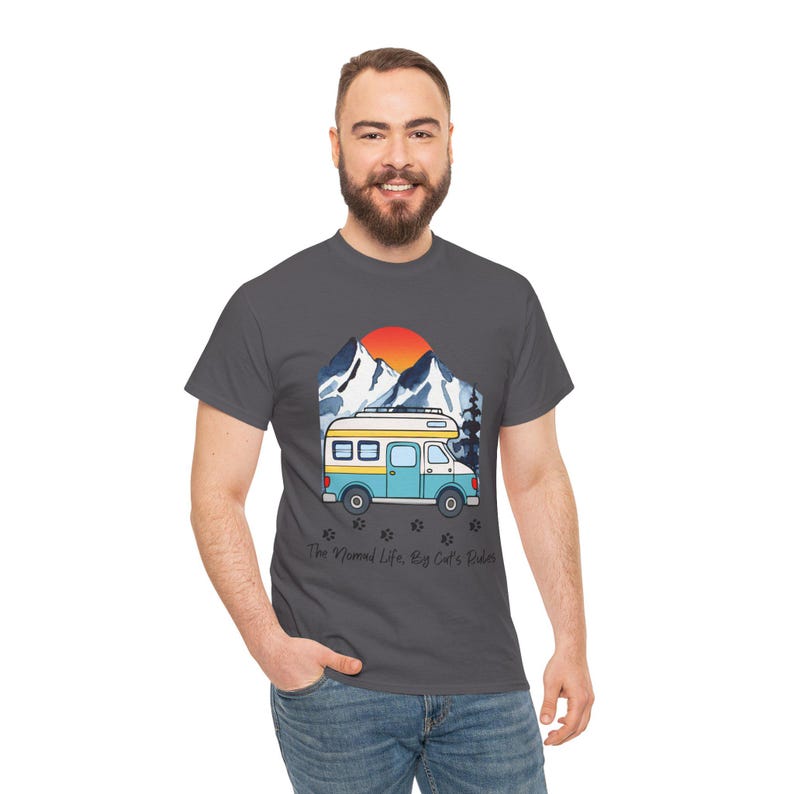 RV Travel Cat Lover Gift, Nomad Life By Cats Rules Shirt, RV Camping With Cats tshirt, Adventure Cat Forest Graphic Tee Funny Nomad Life Top image 10