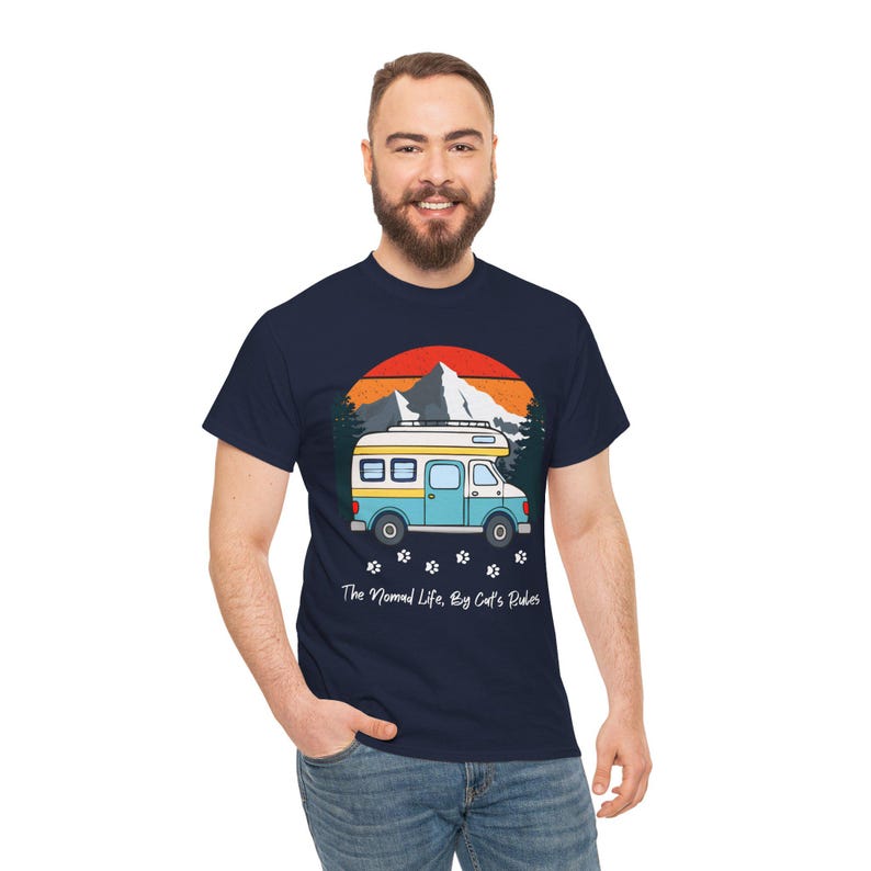 RV Travel Cat Lover Gift, Nomad Life By Cats Rules Shirt, RV Camping With Cats tshirt, Adventure Cat Forest Graphic Tee Funny Nomad Life Top image 14
