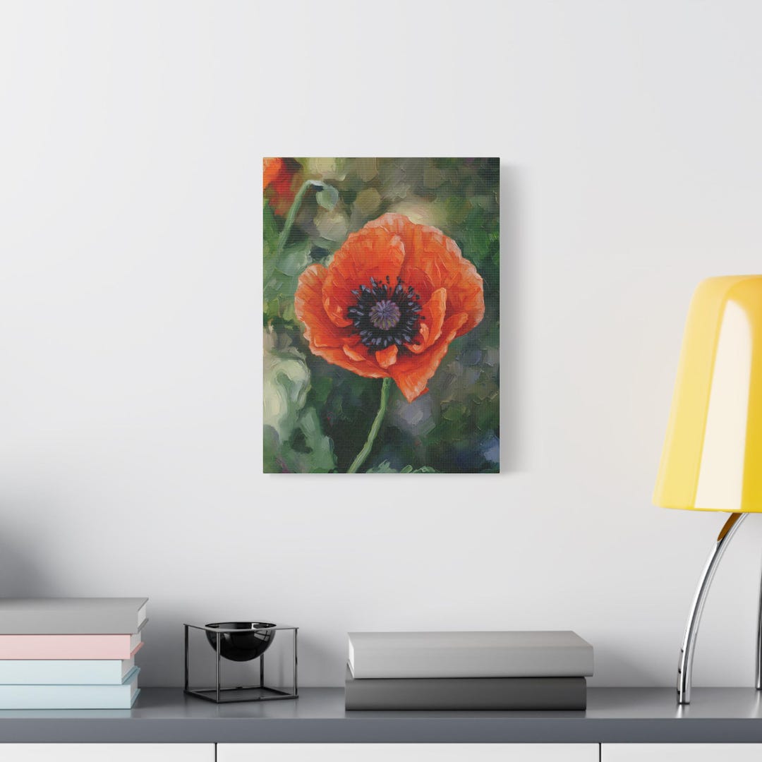 Red Poppy Floral Painting Canvas Print | Large Botanical Wall Art | Red ...