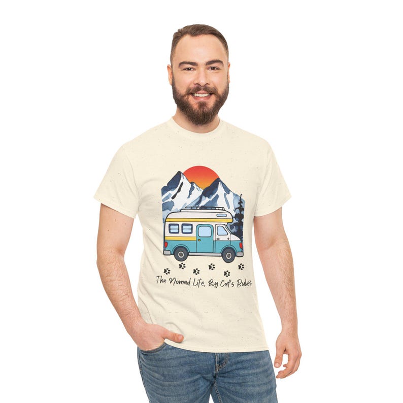 RV Travel Cat Lover Gift, Nomad Life By Cats Rules Shirt, RV Camping With Cats tshirt, Adventure Cat Forest Graphic Tee Funny Nomad Life Top image 7