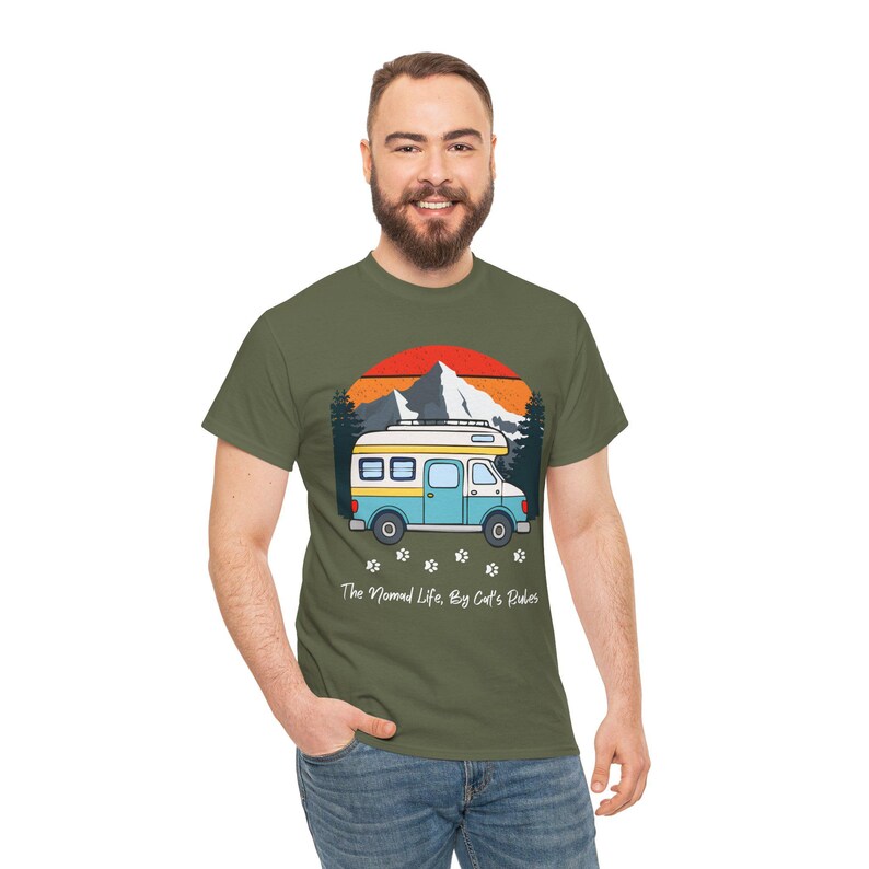 RV Travel Cat Lover Gift, Nomad Life By Cats Rules Shirt, RV Camping With Cats tshirt, Adventure Cat Forest Graphic Tee Funny Nomad Life Top image 10