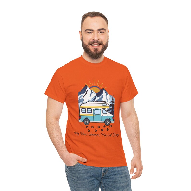 My Views Change But Cats Stay Shirt, RV Camping With Cats T-Shirt, Adventure Cat Forest Graphic Tee, Nomad Life Clothing, RV Travel Gift image 5