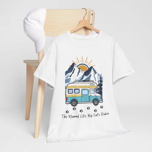 RV reizen kattenliefhebber cadeau, nomad leven door katten regels shirt, camper kamperen met katten tshirt, avontuur kattenbos grafisch T-shirt grappig nomad leven top afbeelding 2