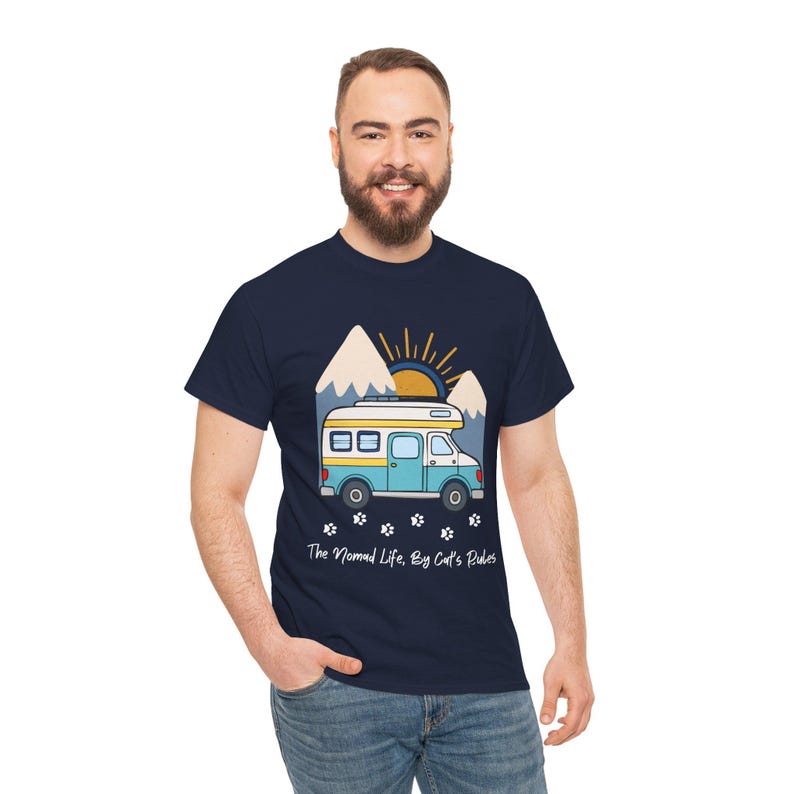 RV Travel Cat Lover Gift, Nomad Life By Cats Rules Shirt, RV Camping With Cats tshirt, Adventure Cat Forest Graphic Tee Funny Nomad Life Top image 14