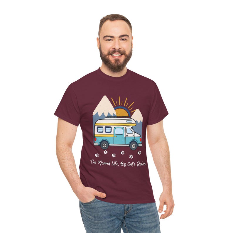 RV Travel Cat Lover Gift, Nomad Life By Cats Rules Shirt, RV Camping With Cats tshirt, Adventure Cat Forest Graphic Tee Funny Nomad Life Top image 8