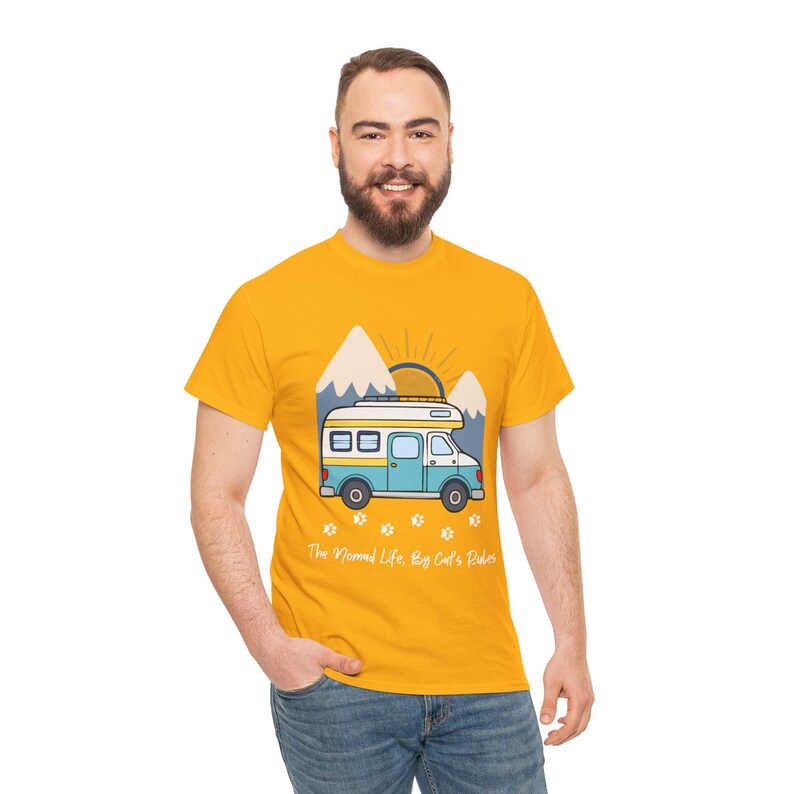 RV Travel Cat Lover Gift, Nomad Life By Cats Rules Shirt, RV Camping With Cats tshirt, Adventure Cat Forest Graphic Tee Funny Nomad Life Top image 6