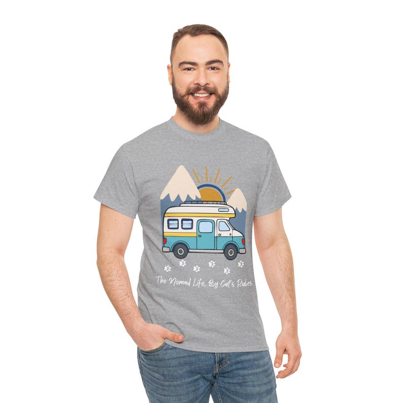 RV Travel Cat Lover Gift, Nomad Life By Cats Rules Shirt, RV Camping With Cats tshirt, Adventure Cat Forest Graphic Tee Funny Nomad Life Top image 5