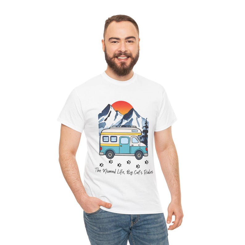 RV Travel Cat Lover Gift, Nomad Life By Cats Rules Shirt, RV Camping With Cats tshirt, Adventure Cat Forest Graphic Tee Funny Nomad Life Top image 1