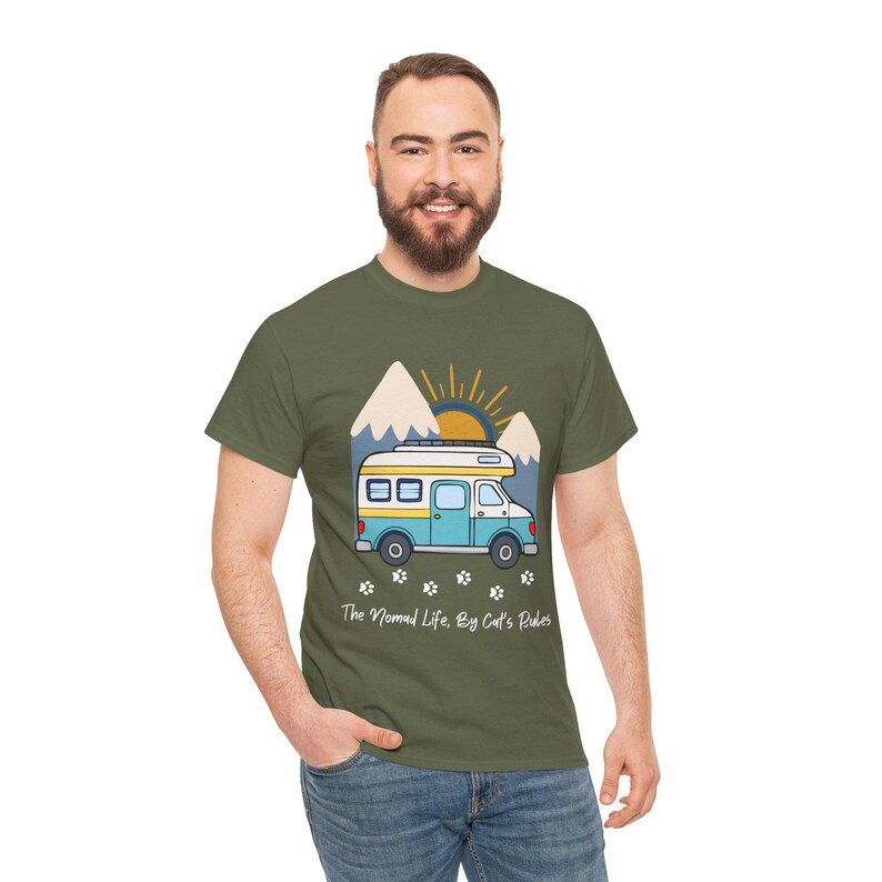 RV Travel Cat Lover Gift, Nomad Life By Cats Rules Shirt, RV Camping With Cats tshirt, Adventure Cat Forest Graphic Tee Funny Nomad Life Top image 10