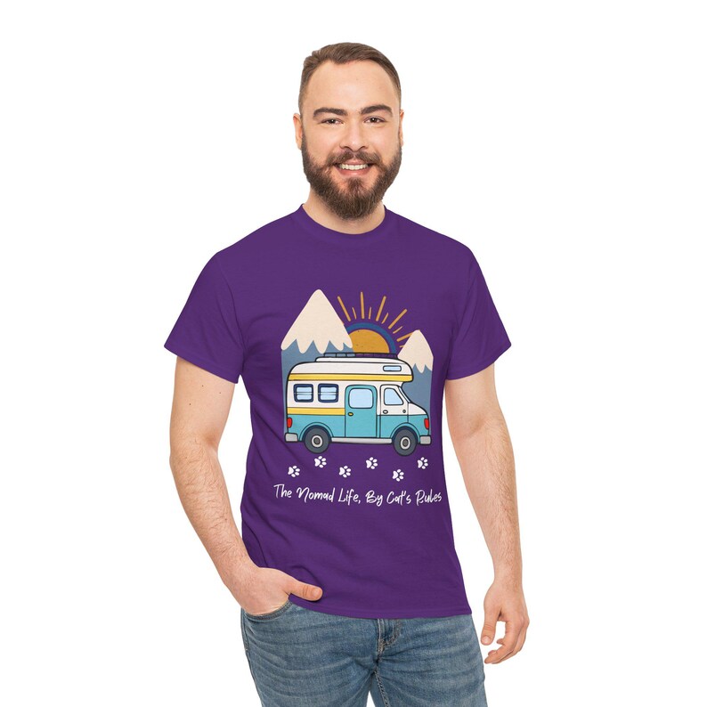 RV Travel Cat Lover Gift, Nomad Life By Cats Rules Shirt, RV Camping With Cats tshirt, Adventure Cat Forest Graphic Tee Funny Nomad Life Top image 15