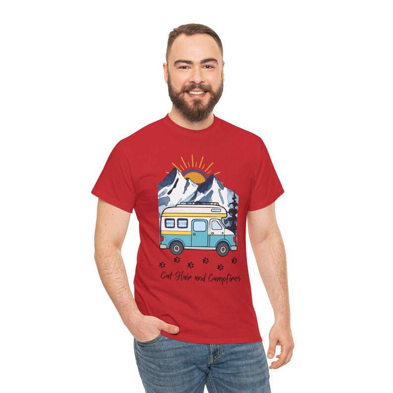 Cat Hair and Campfire Shirt, RV Camping with Cats T-Shirt Funny Cat Lover Adventure Tee Forest and Campfire Graphic Nomad Life Clothing image 11