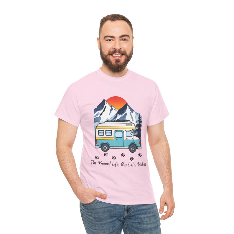 RV Travel Cat Lover Gift, Nomad Life By Cats Rules Shirt, RV Camping With Cats tshirt, Adventure Cat Forest Graphic Tee Funny Nomad Life Top image 12