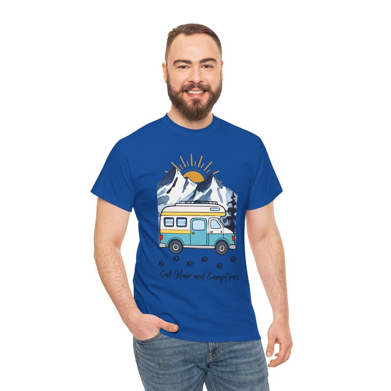 Cat Hair and Campfire Shirt, RV Camping with Cats T-Shirt Funny Cat Lover Adventure Tee Forest and Campfire Graphic Nomad Life Clothing image 9