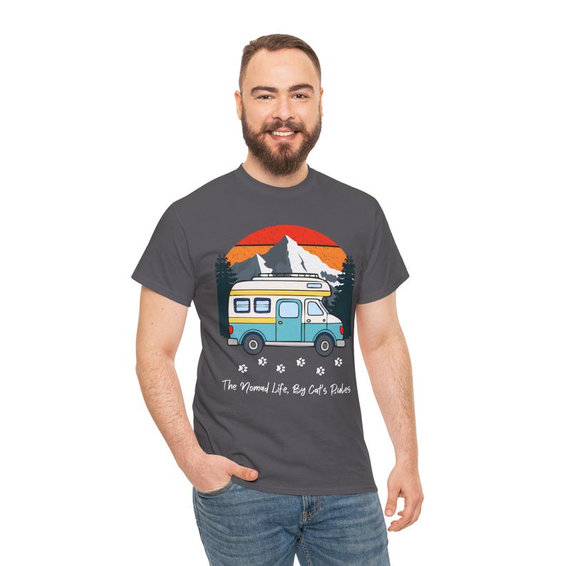 RV Travel Cat Lover Gift, Nomad Life By Cats Rules Shirt, RV Camping With Cats tshirt, Adventure Cat Forest Graphic Tee Funny Nomad Life Top image 12