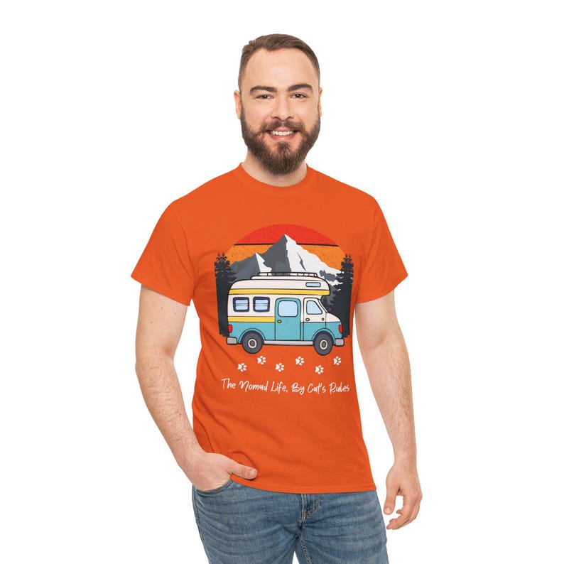 RV Travel Cat Lover Gift, Nomad Life By Cats Rules Shirt, RV Camping With Cats tshirt, Adventure Cat Forest Graphic Tee Funny Nomad Life Top image 7